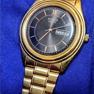 Pulsar by Seiko Day Date 39mm Gold Tone Men's Watch